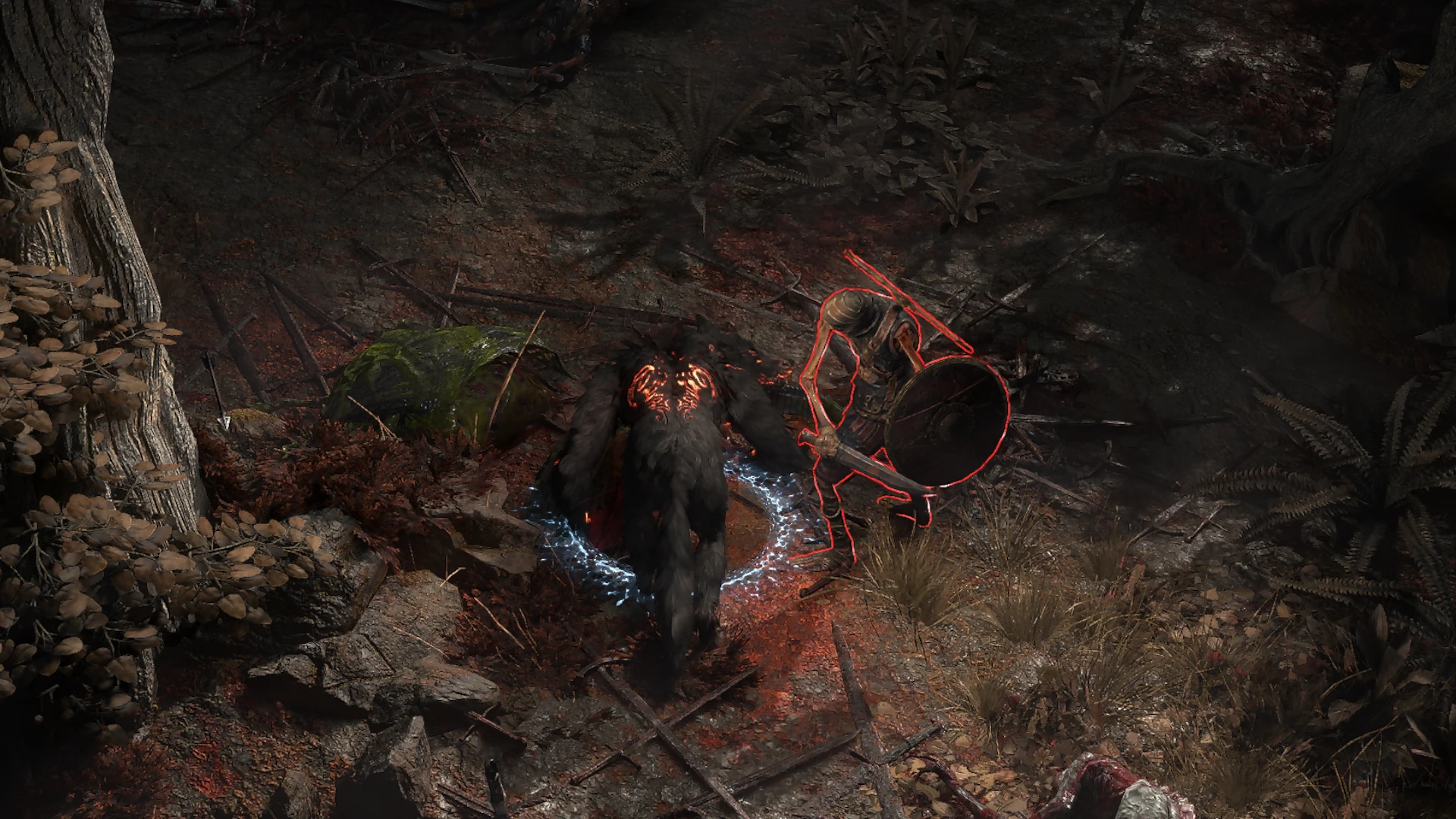 Ancient Ezomyte Shield enemy encountered in Red Vale in Path of Exile 2
