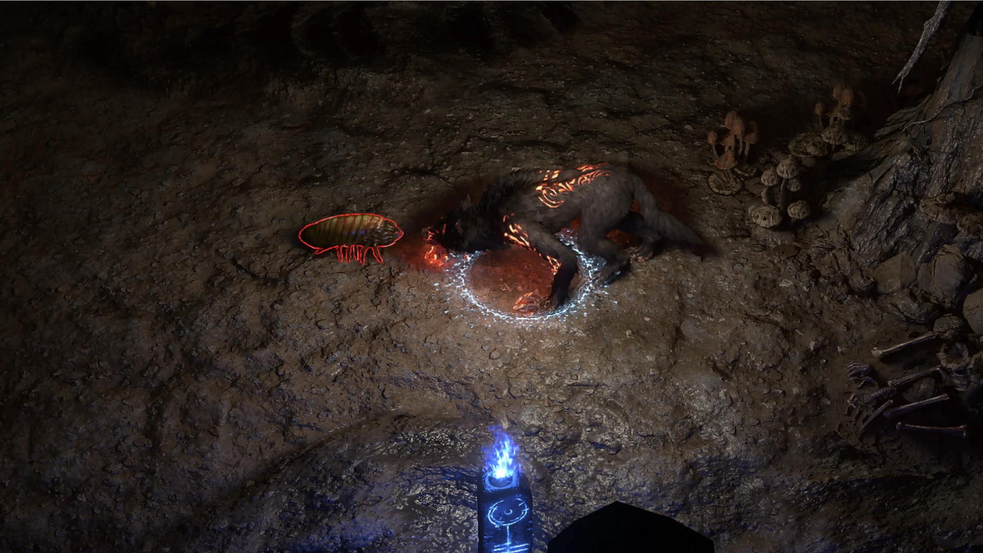 Flesh Larva Melee enemy encountered in Mud Burrow in Path of Exile 2