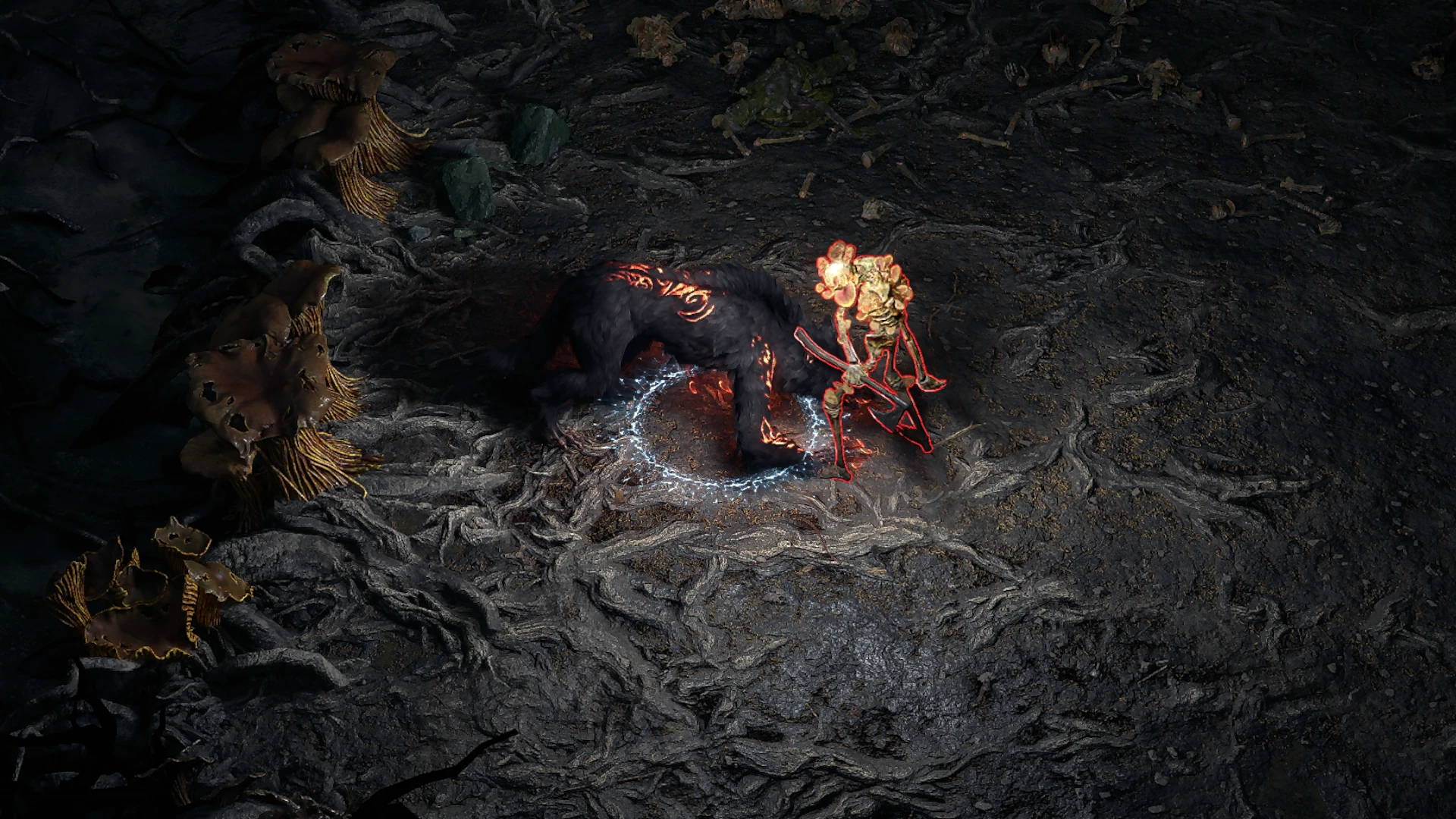 Fungal Rattler enemy encountered in Grim Tangle in Path of Exile 2