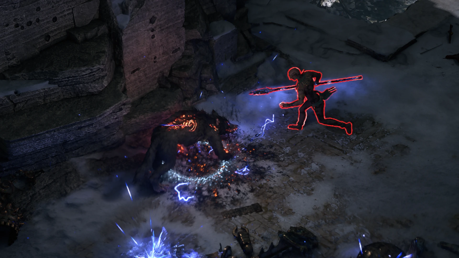 Powered Zealot Spark enemy encountered in Etched Ravine in Path of Exile 2