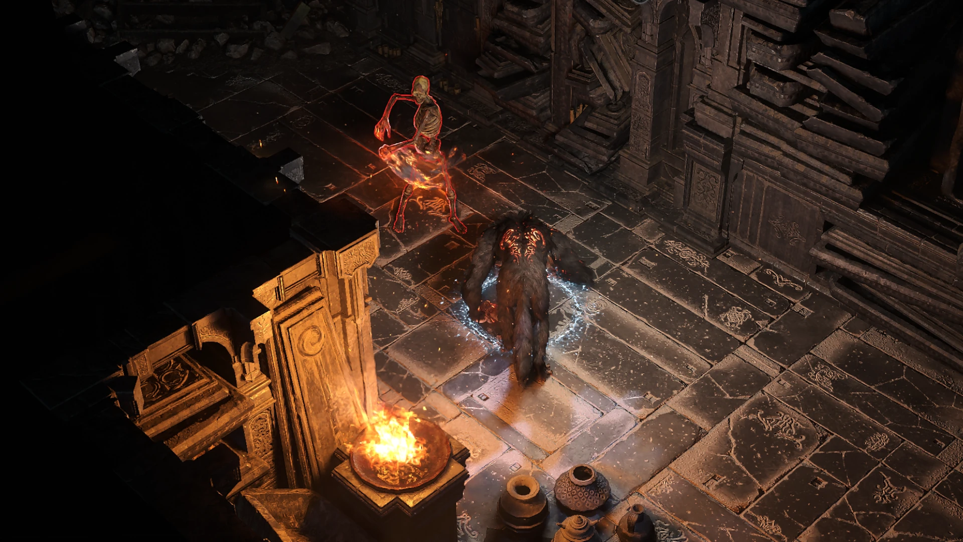 Risen Rattler Fire enemy encountered in Tomb of the Consort in Path of Exile 2