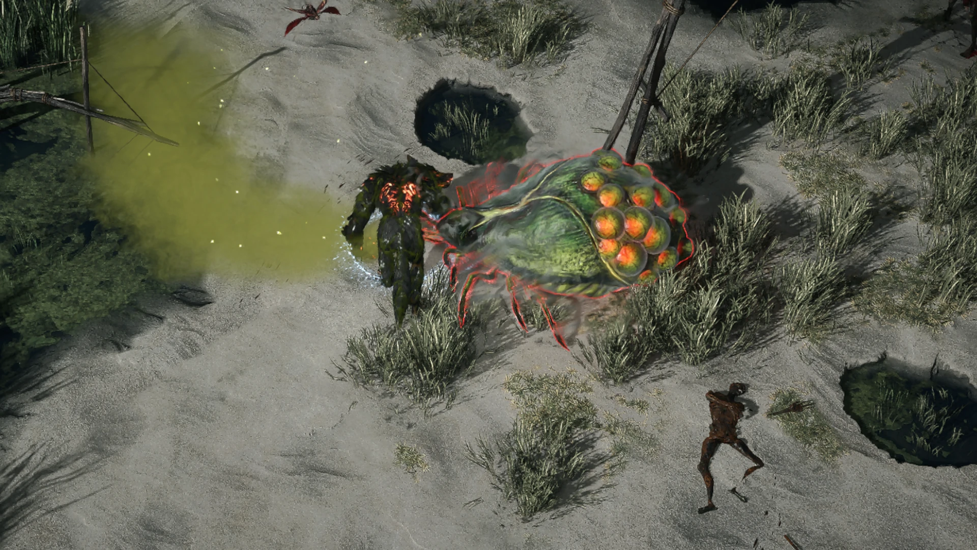 Bloodthief Queen enemy encountered in Sandswept Marsh in Path of Exile 2