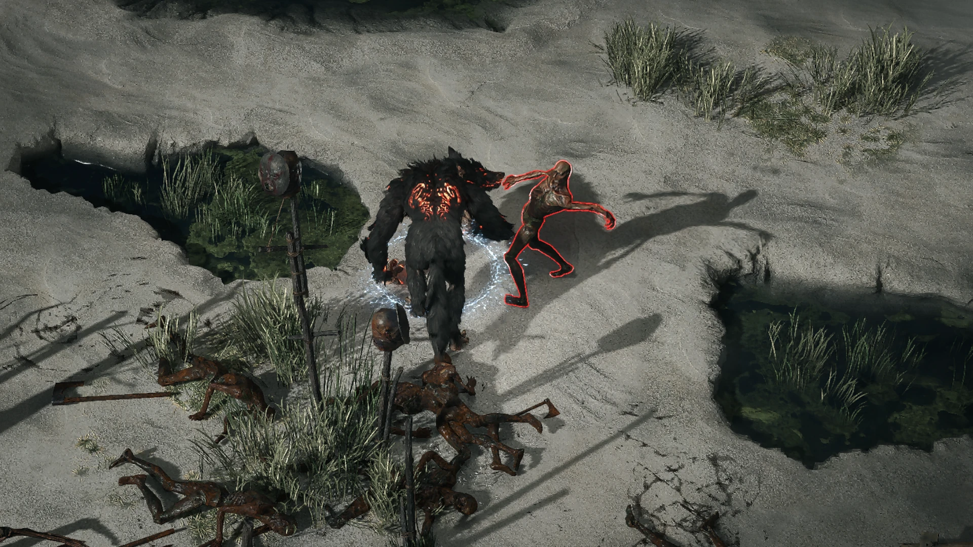 Bogfelled Slave enemy encountered in Sandswept Marsh in Path of Exile 2