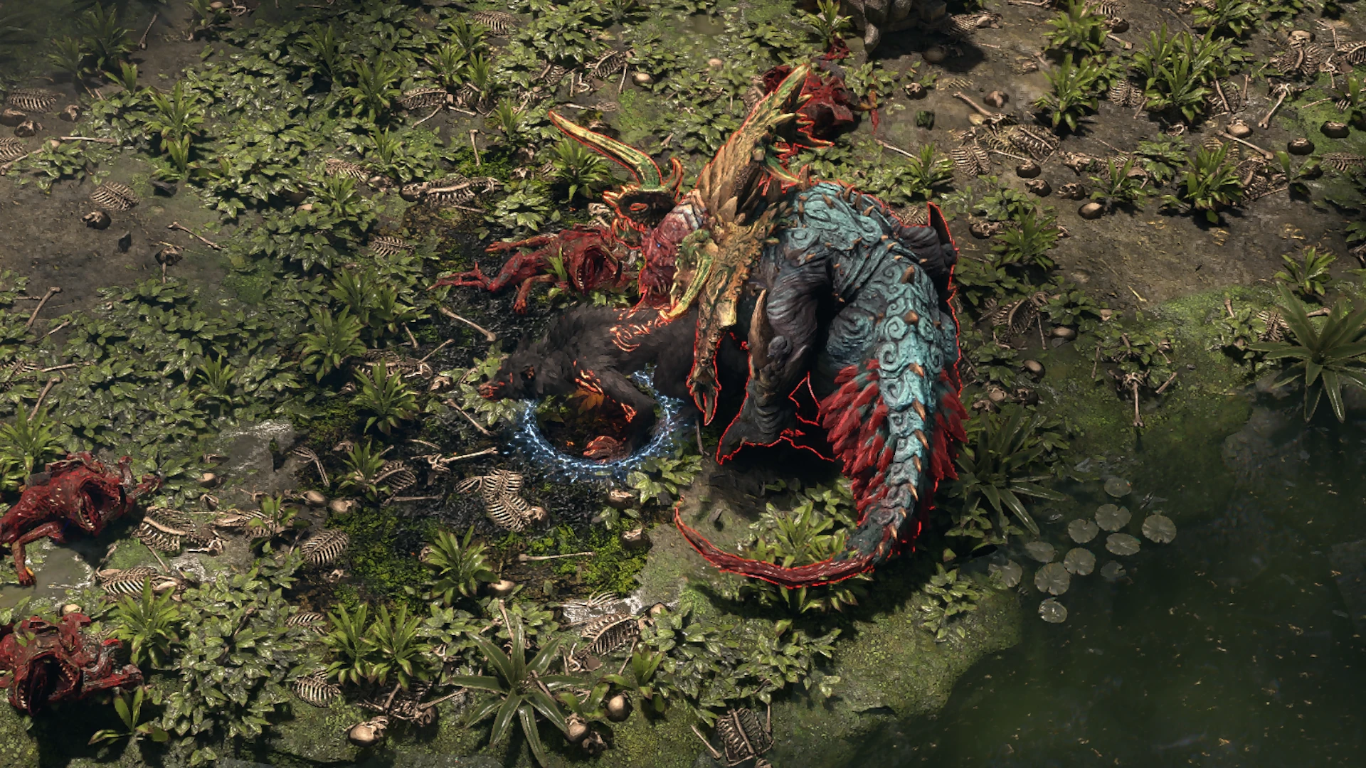 Crested Behemoth enemy encountered in Trial of Chaos in Path of Exile 2