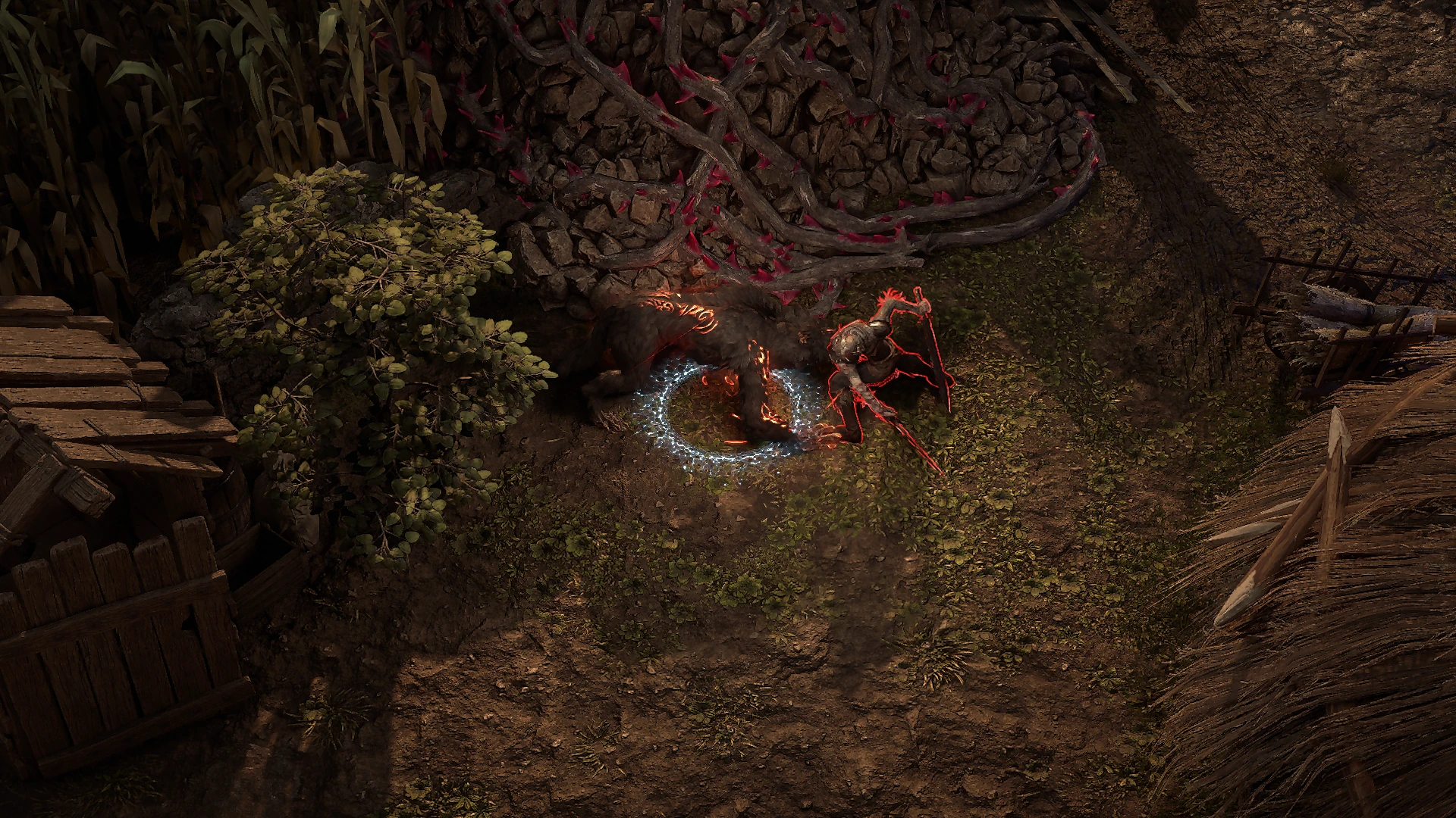 Decrepit Mercenary Dualwield Swords enemy encountered in Ogham Farmlands in Path of Exile 2