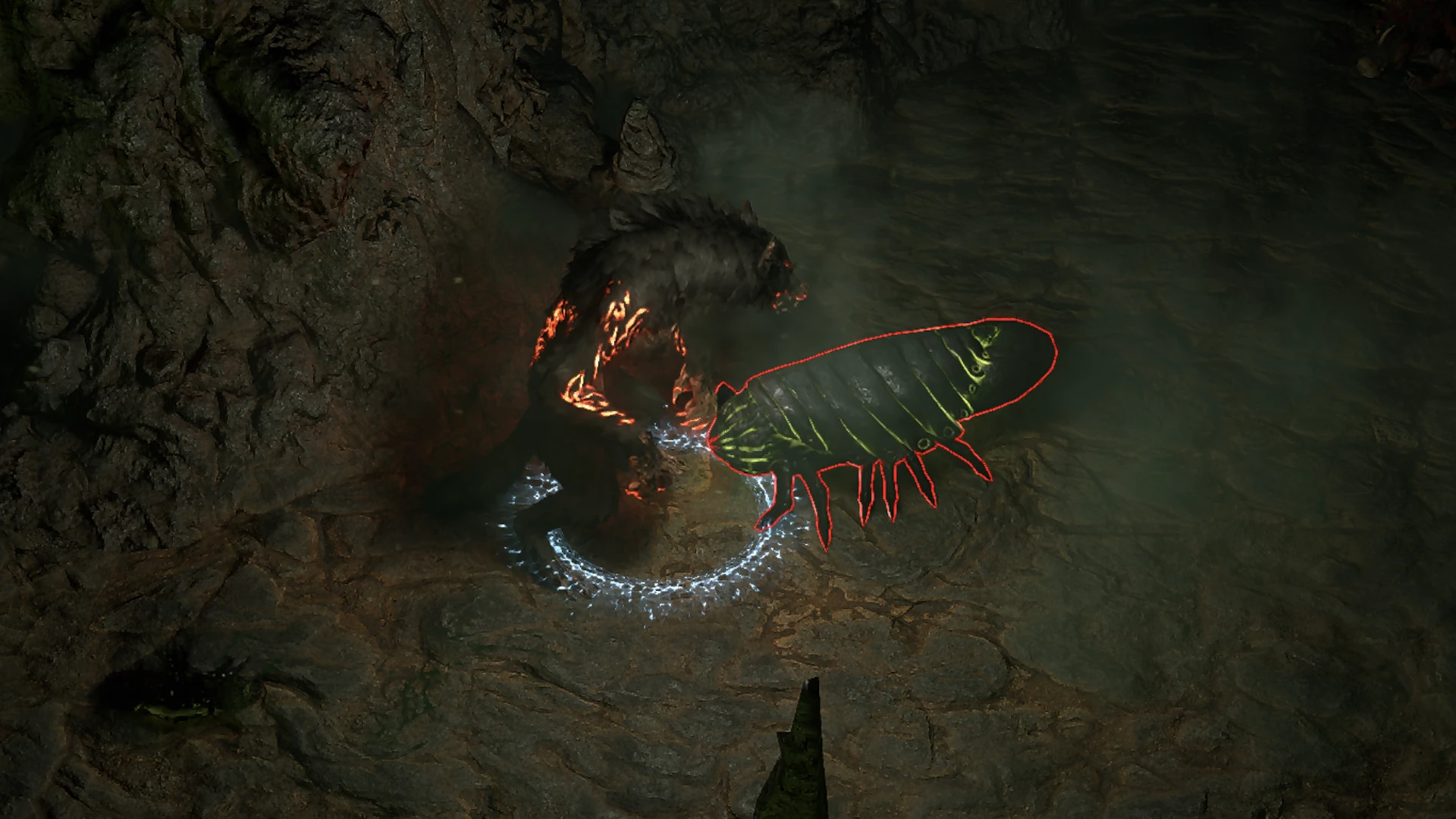 Gargantuan Larva enemy encountered in Lightless Passage in Path of Exile 2