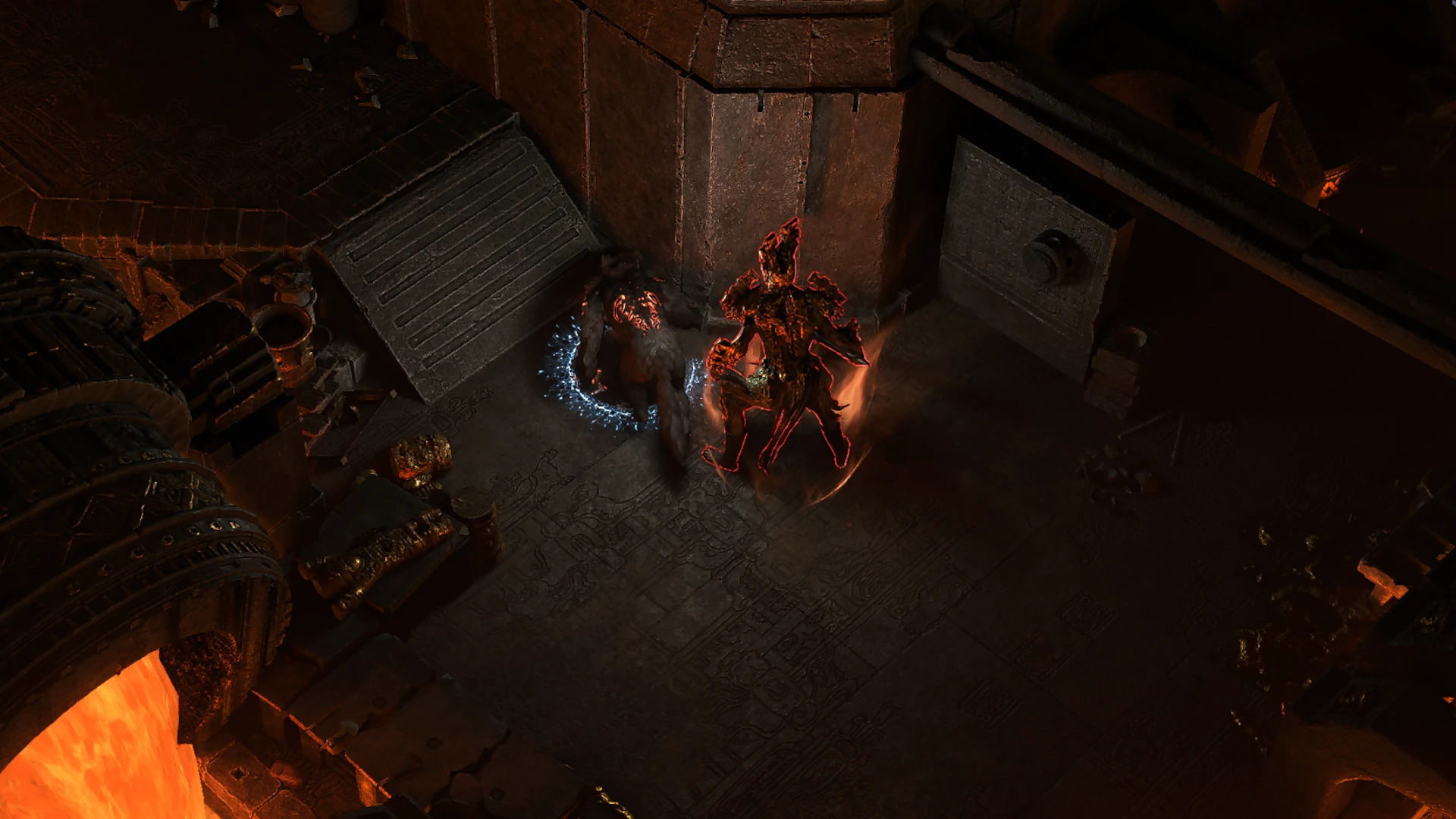 Gold-Melted Blacksmith enemy encountered in The Molten Vault in Path of Exile 2
