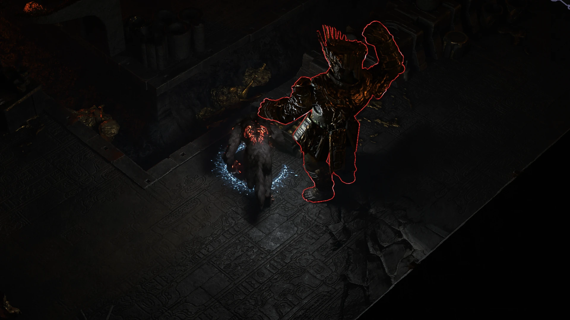 Gold-Melted Sentinel enemy encountered in The Molten Vault in Path of Exile 2