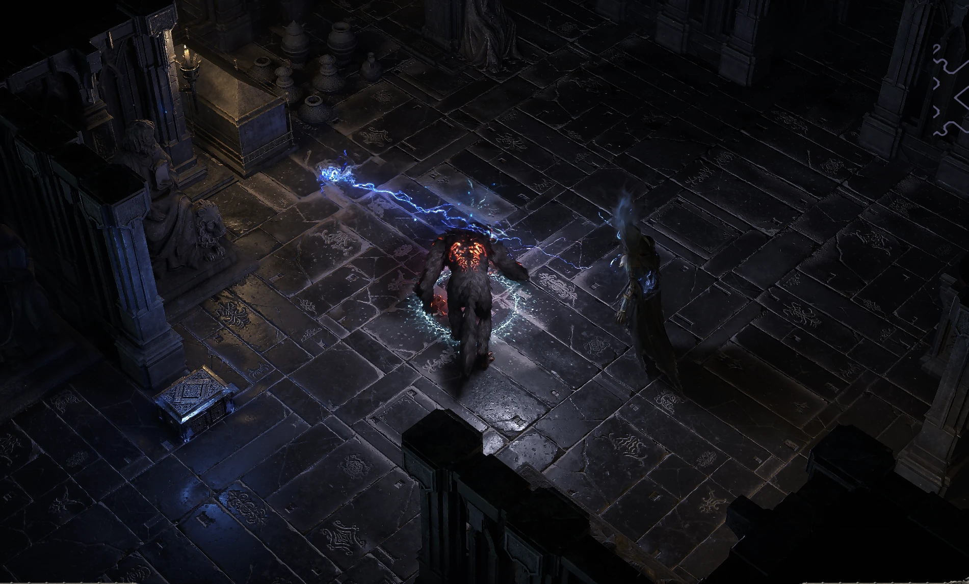 Lightning Wraith enemy encountered in Mausoleum of the Praetor in Path of Exile 2