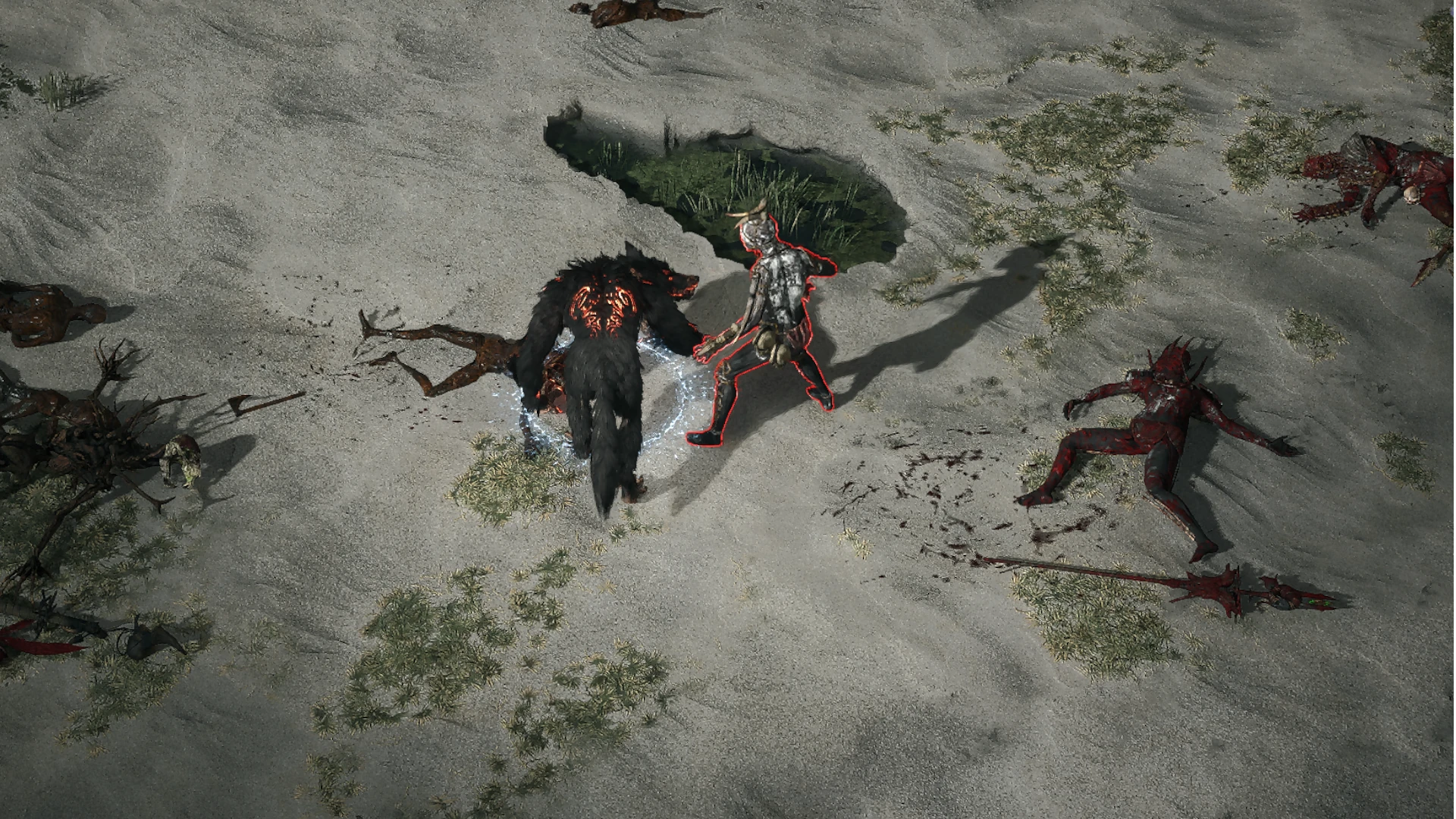 Orok Throatcutter enemy encountered in Sandswept Marsh in Path of Exile 2