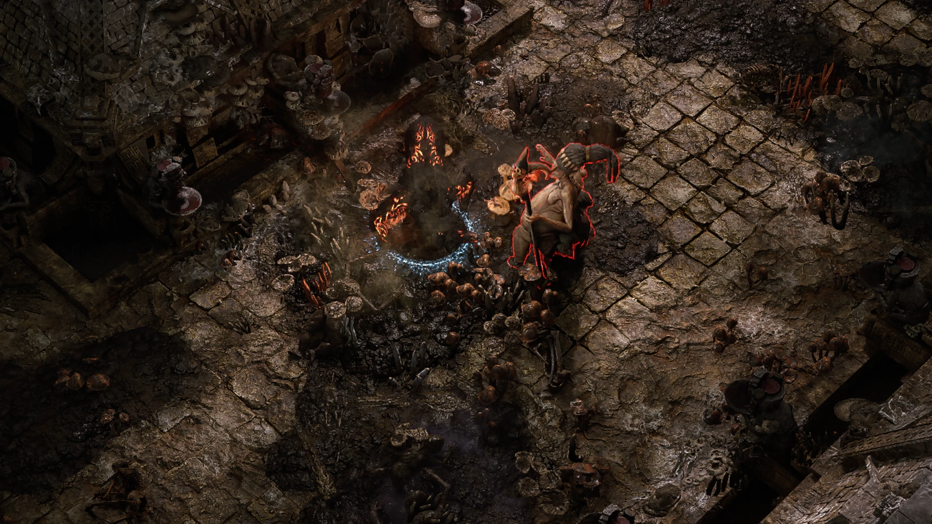 Pyromushroom Cultivator enemy encountered in Apex of Filth in Path of Exile 2