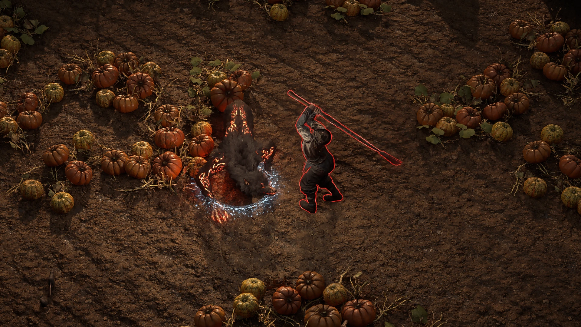 Risen Farmhand Pitchfork enemy encountered in Ogham Farmlands in Path of Exile 2