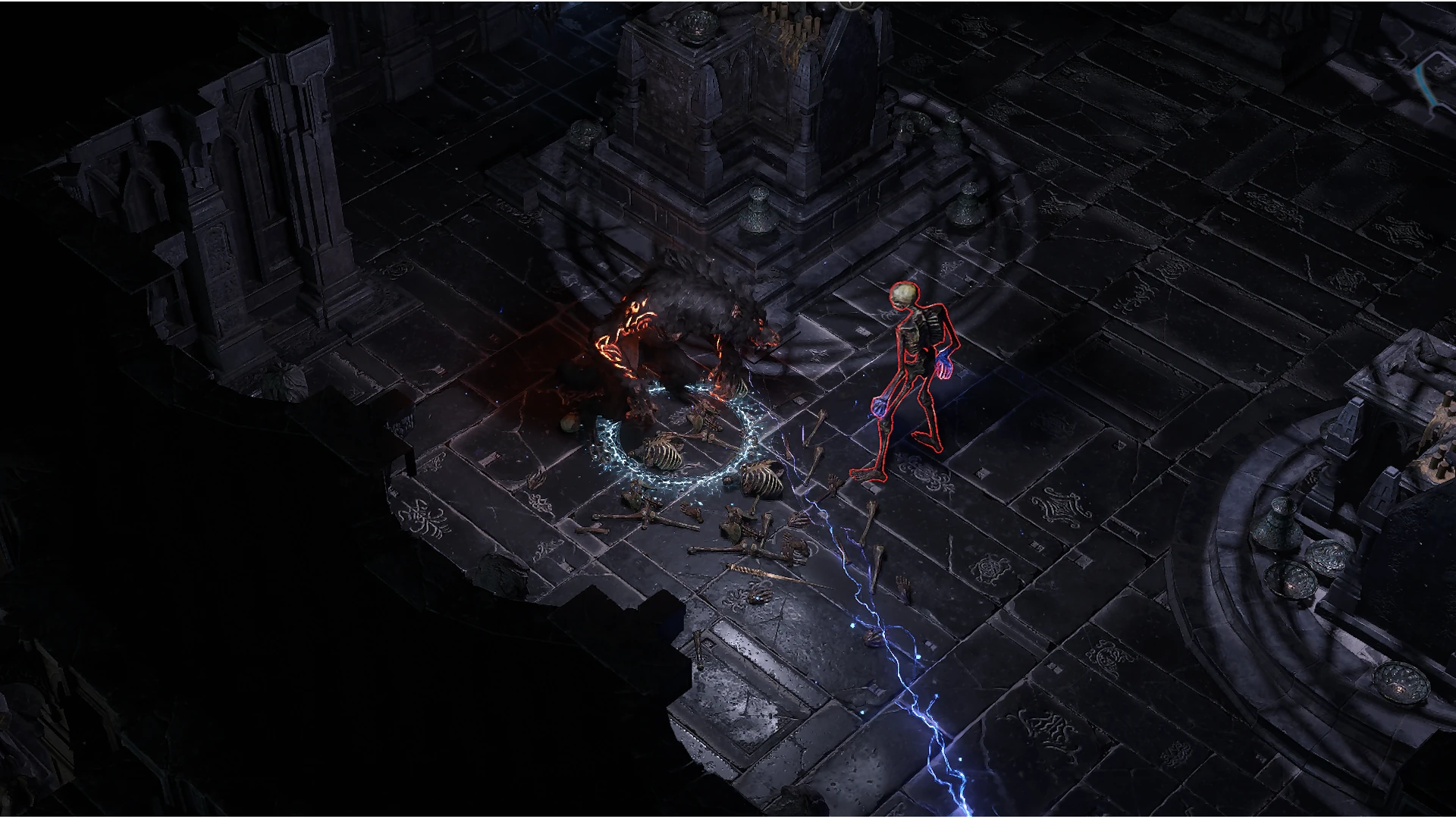 Risen Rattler Lightning enemy encountered in Mausoleum of the Praetor in Path of Exile 2