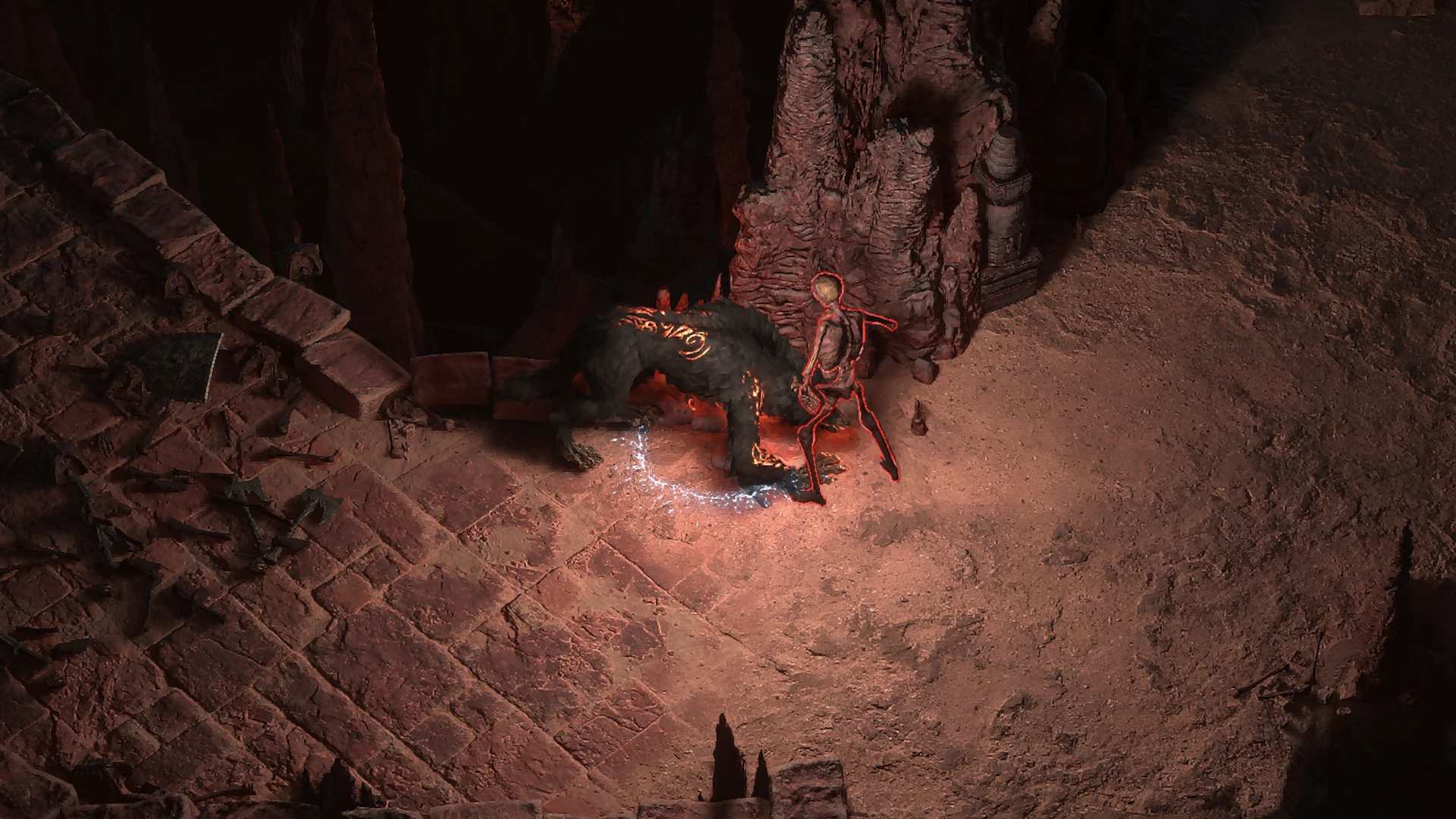 Sandflesh Skeleton enemy encountered in Titan Grotto in Path of Exile 2