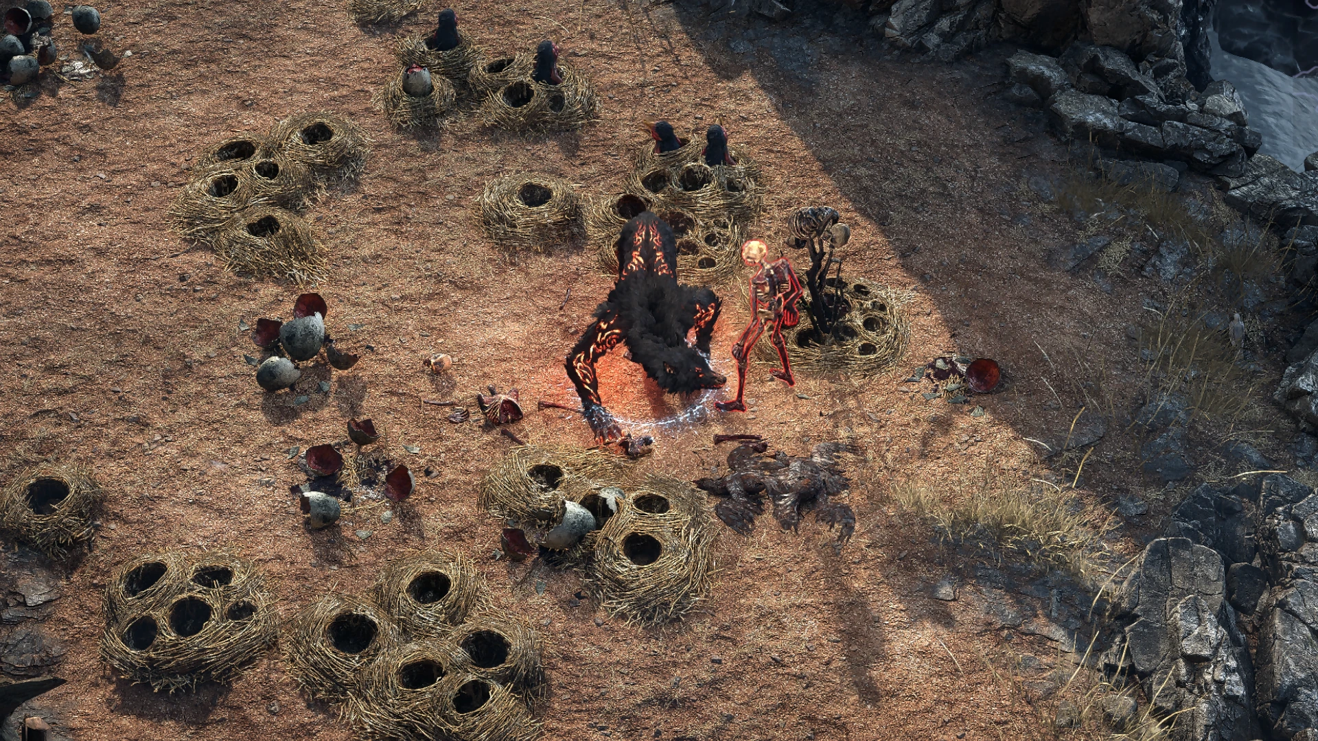 Scavanged Skeleton encountered in Shrike Island in Path of Exile 2