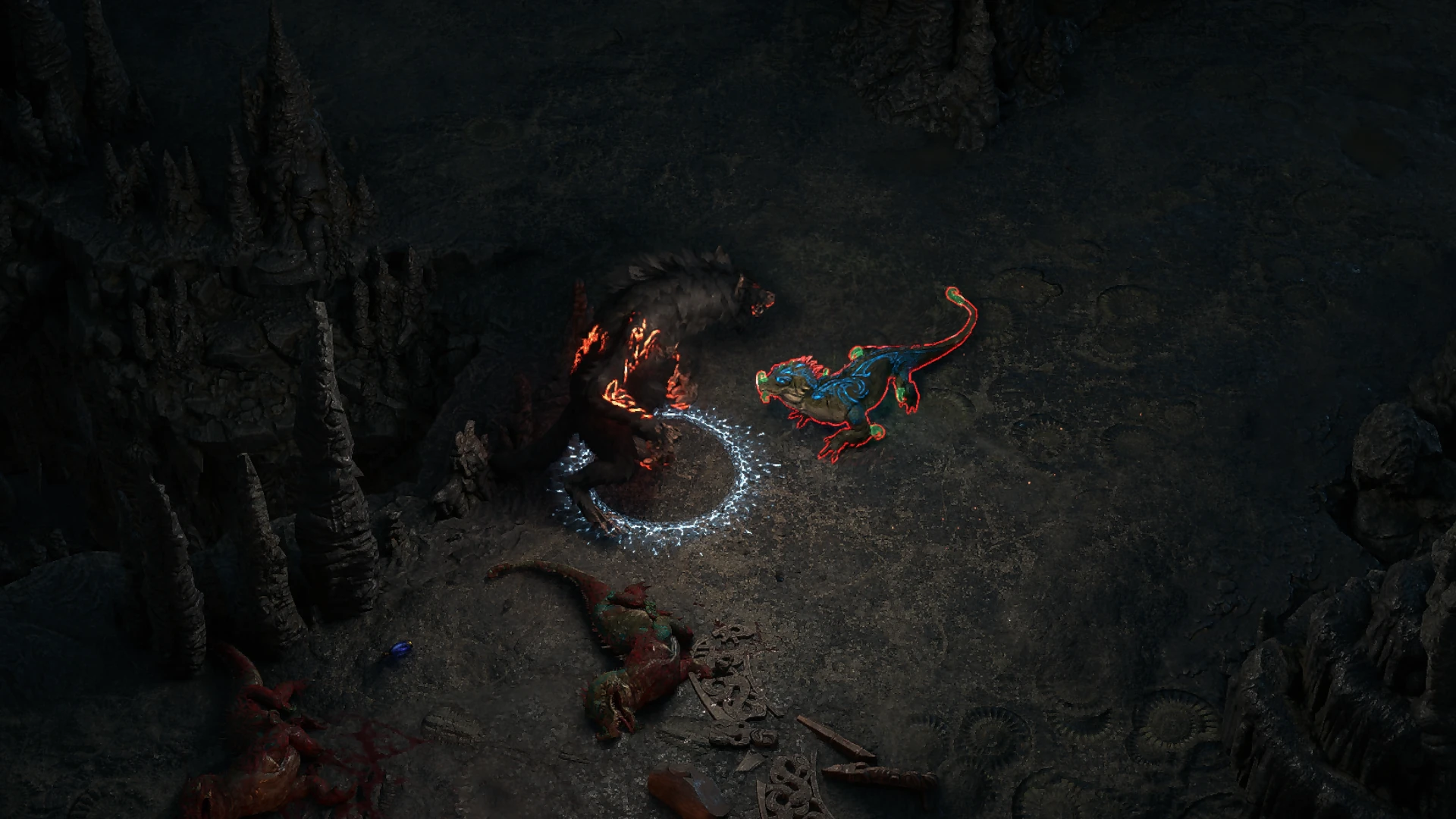 Guardian Lizard encountered in Eye of Hinekora in Path of Exile 2