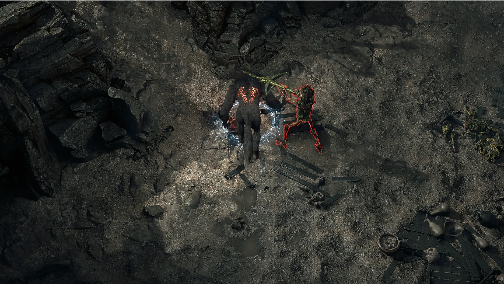 Searot Harpooner encountered in Kedge Bay in Path of Exile 2