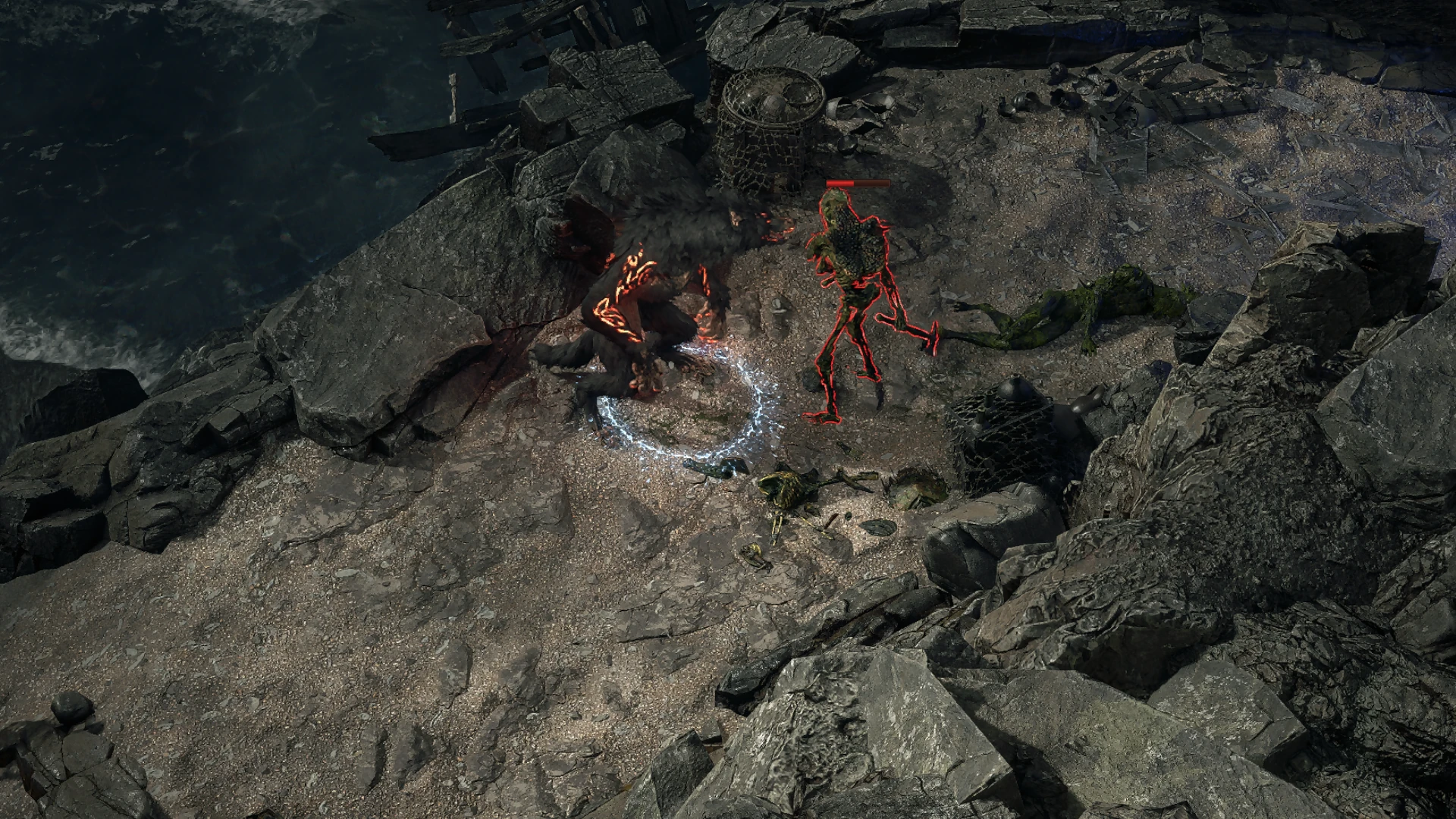 Searot Skeleton encountered in Kedge Bay in Path of Exile 2